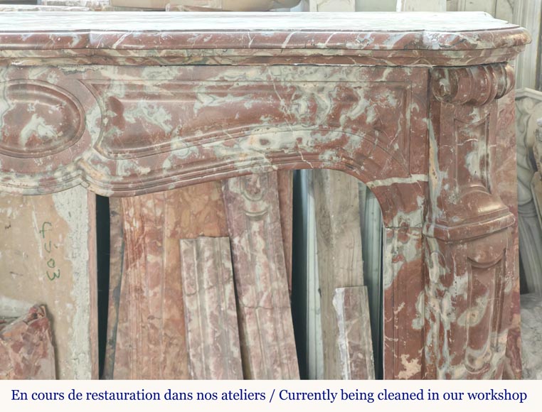 Louis XV style Pompadour mantel in Rouge du Nord marble-5