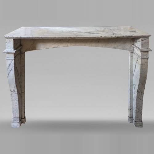 Restoration period mantel with console legs in veined Carrara marble