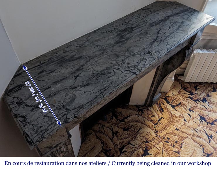 Cheminée Napoléon III à pieds en console en marbre Bleu Fleury-8