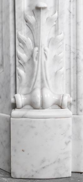 Louis XV style fireplace in Carrara marble, decorated with a floral shell motif-9