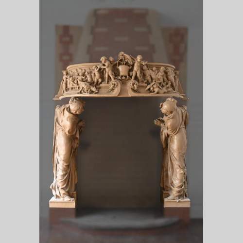 Joseph Chéret, Fireplace featuring two conversing women and putti