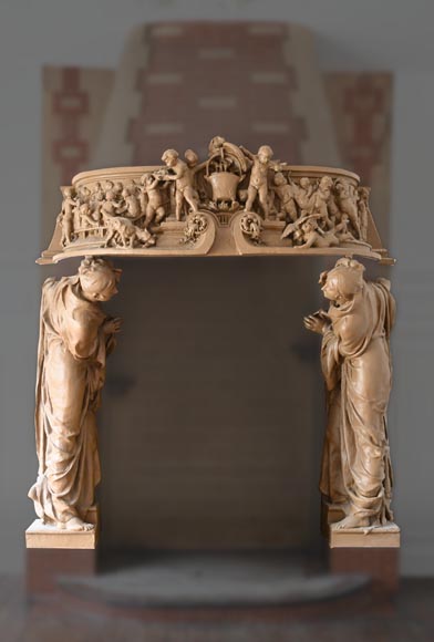 Joseph Chéret, Fireplace featuring two conversing women and putti Joseph Chéret, Fireplace featuring two conversing women and putti-0