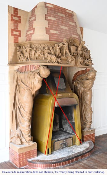 Joseph Chéret, Fireplace featuring two conversing women and putti Joseph Chéret, Fireplace featuring two conversing women and putti-9