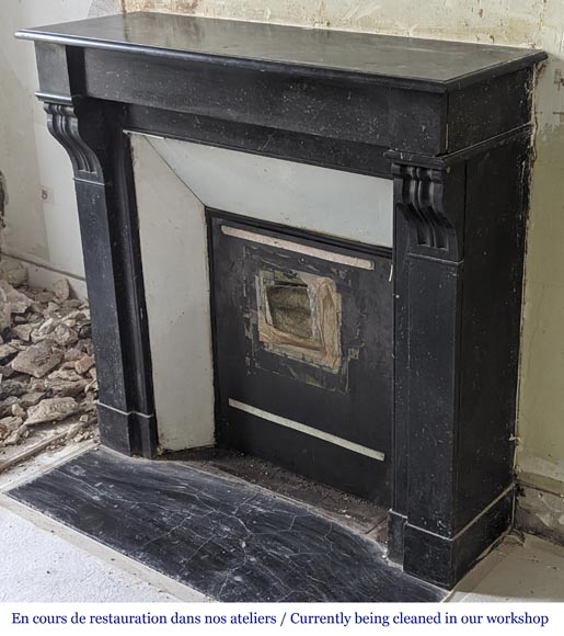 Napoleon III style mantel with black marble modillon-5