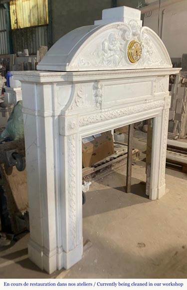 Napoleon III Fireplace with Clock, musical Putti-4