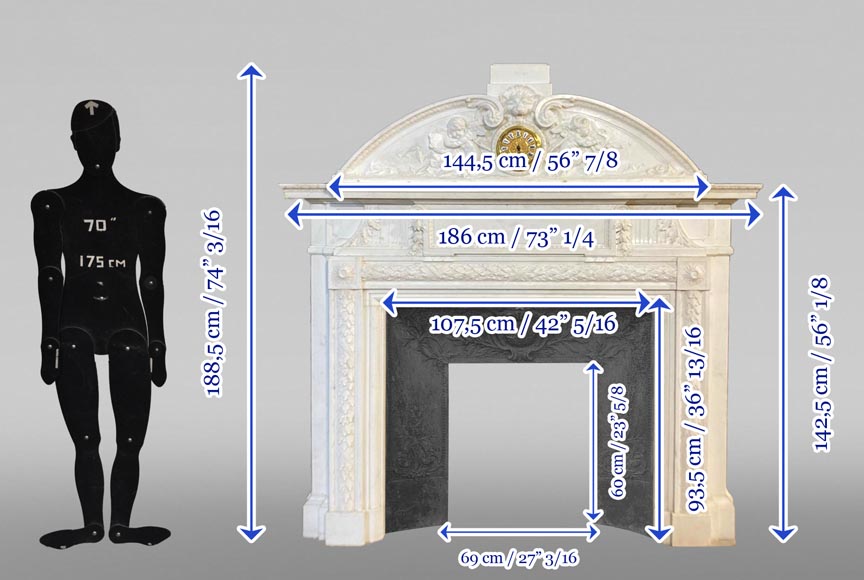 Napoleon III Fireplace with Clock, musical Putti-7