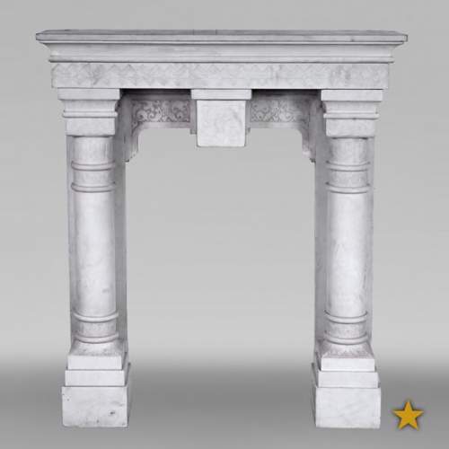 Stone column fireplace