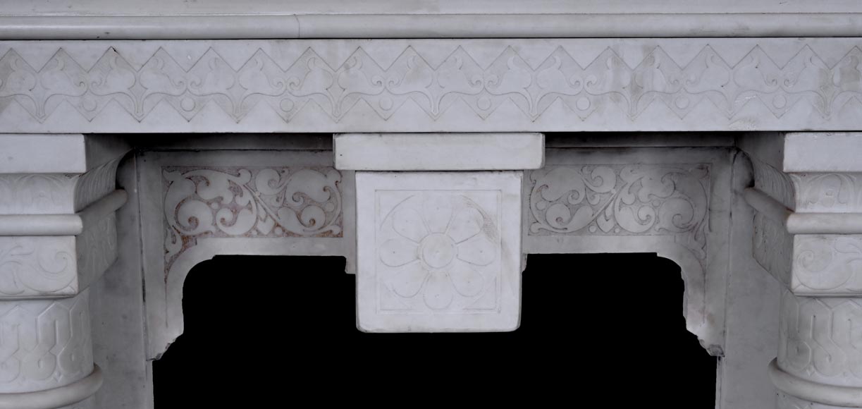 Stone column fireplace-1