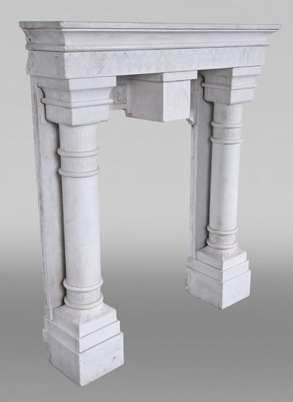 Stone column fireplace-4