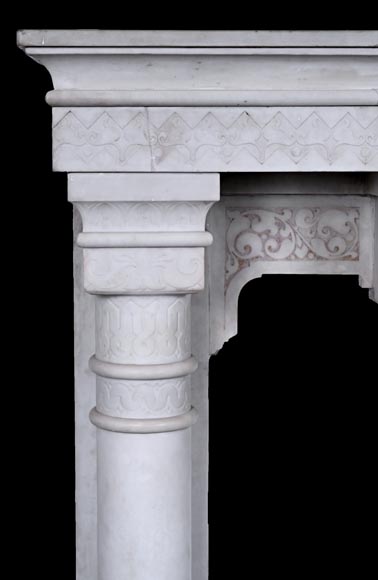 Stone column fireplace-5