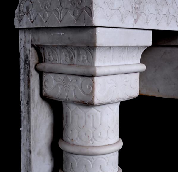 Stone column fireplace-7