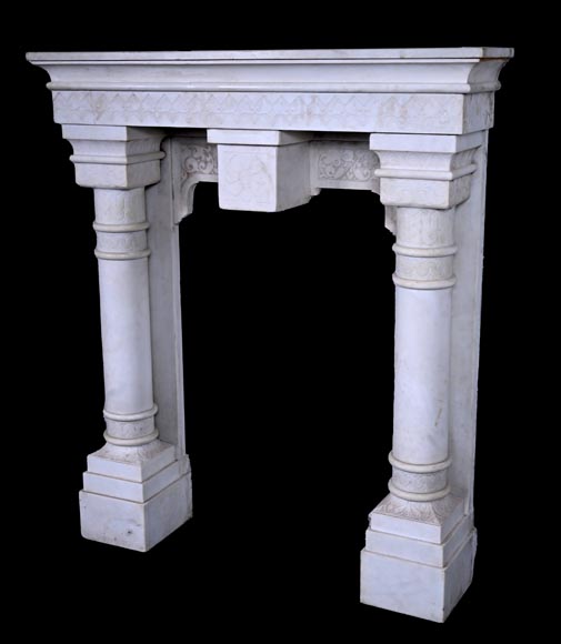 Stone column fireplace-8