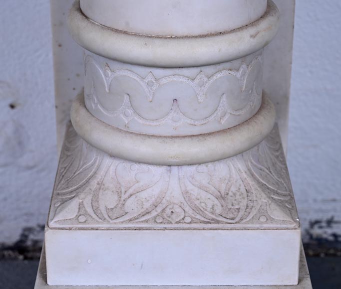 Stone column fireplace-11