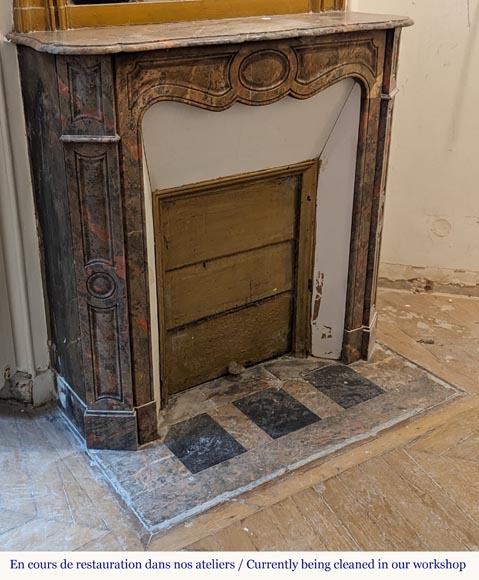 Louis XV style Pompadour mantel in Enjugerais marble-2