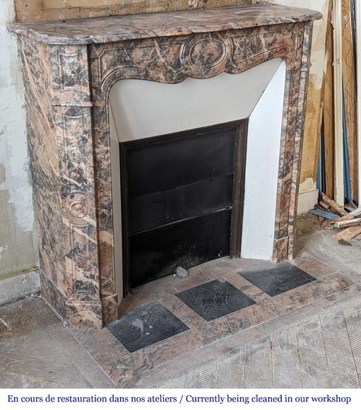 Louis XV style Pompadour mantel in pink Enjugerais marble-2