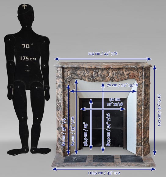 Louis XV style Pompadour mantel in pink Enjugerais marble-10