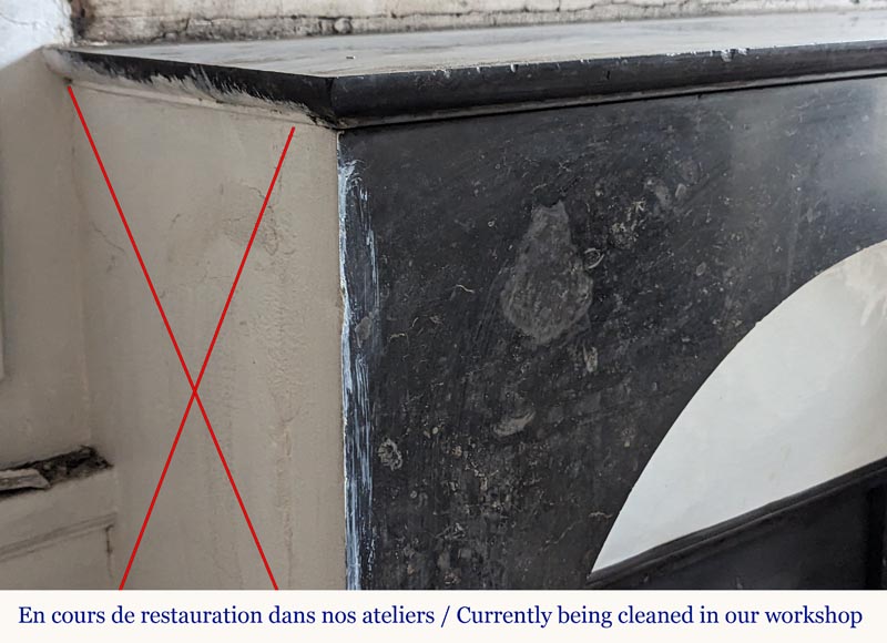 Restoration period arched mantel in black spotted marble-3