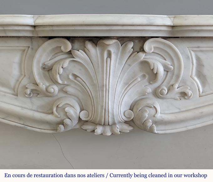 Louis XV style fireplace in Carrara marble decorated with a palmette-1