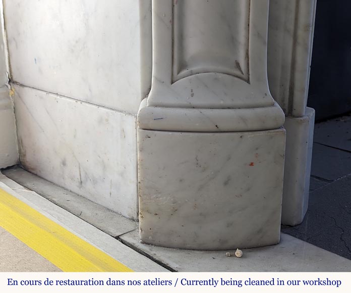 Louis XV style fireplace in Carrara marble decorated with a palmette-6