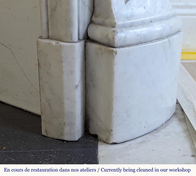 Louis XV style fireplace in Carrara marble decorated with a palmette-9