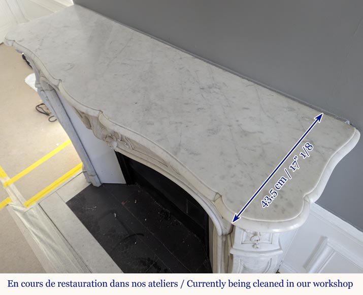 Louis XV style fireplace in Carrara marble decorated with a palmette-10
