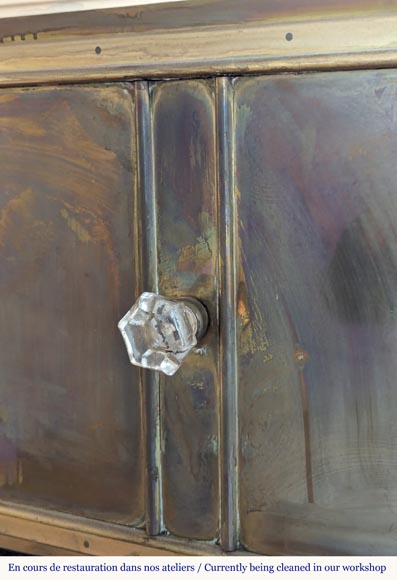 Lion-headed earthenware stove with Royal Red marble top-4