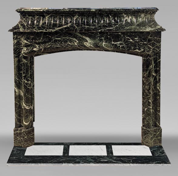 Louis XIV style mantel with acroterions in Vert de Mer marble Louis XIV style mantel with acroterions in Vert de Mer marble-0