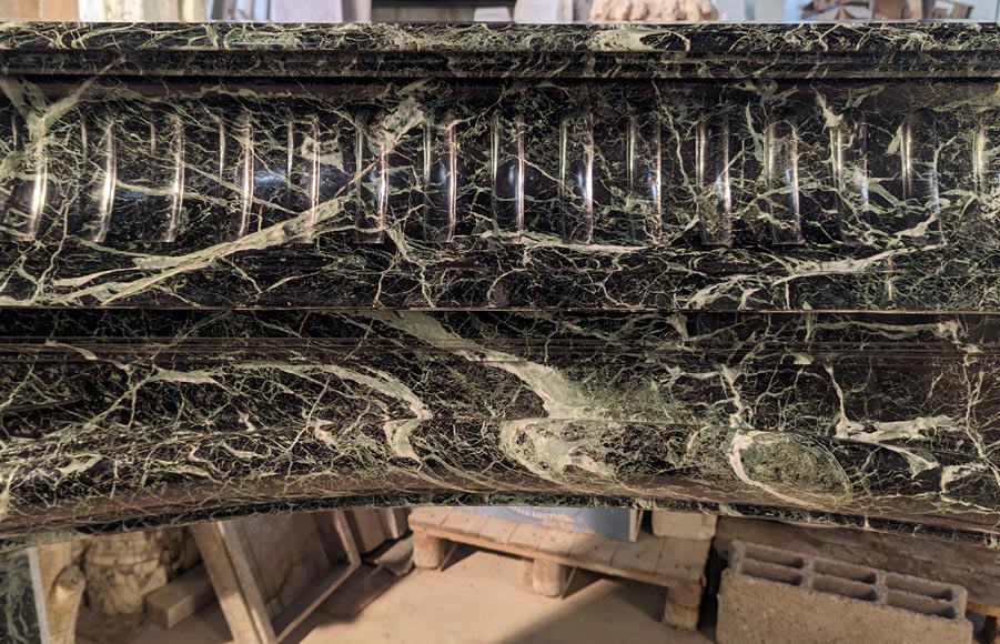 Louis XIV style mantel with acroterions in Vert de Mer marble Louis XIV style mantel with acroterions in Vert de Mer marble-1