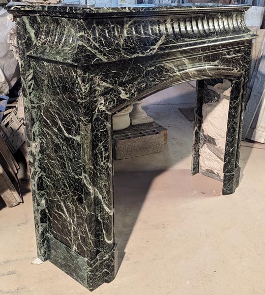 Louis XIV style mantel with acroterions in Vert de Mer marble Louis XIV style mantel with acroterions in Vert de Mer marble-2