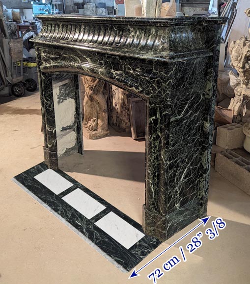 Louis XIV style mantel with acroterions in Vert de Mer marble Louis XIV style mantel with acroterions in Vert de Mer marble-6