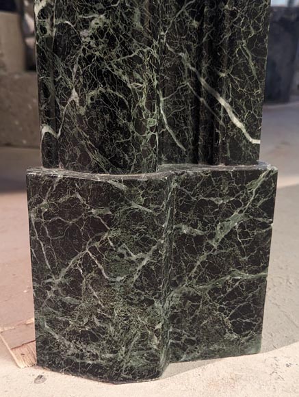 Louis XIV style mantel with acroterions in Vert de Mer marble Louis XIV style mantel with acroterions in Vert de Mer marble-8