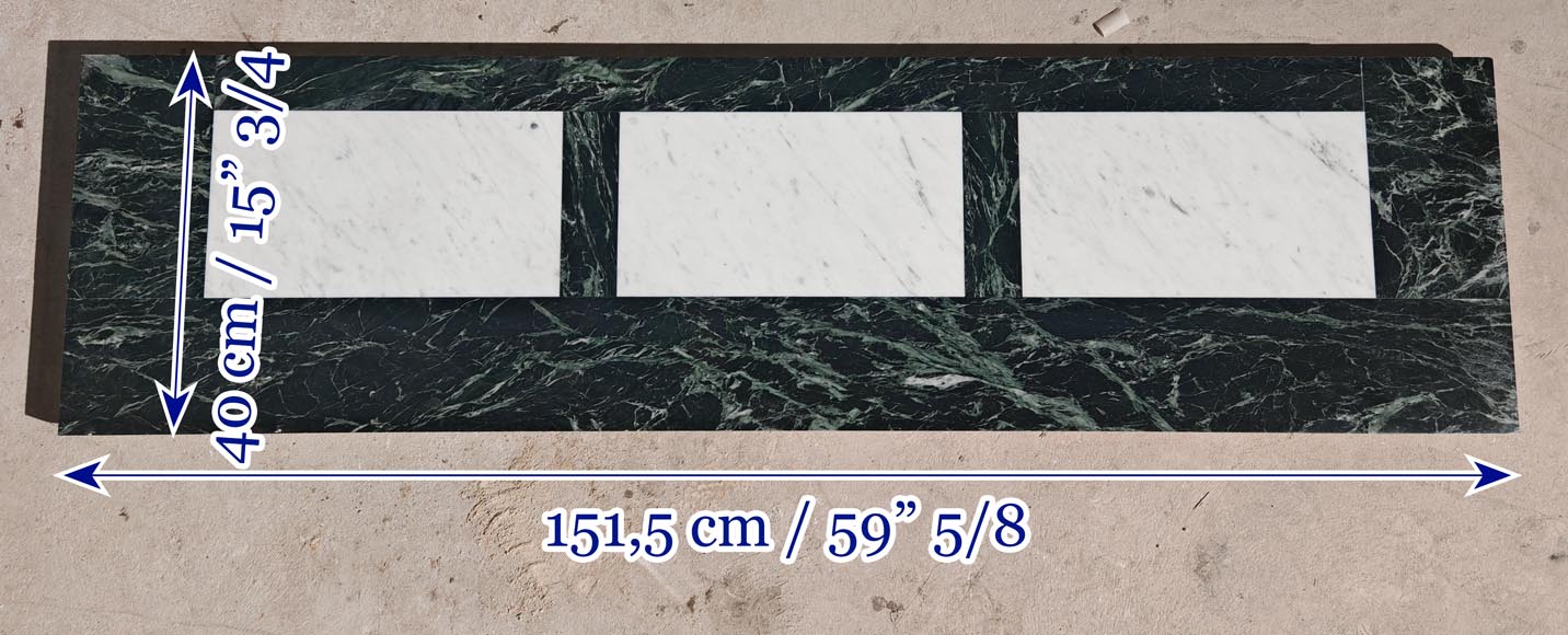 Louis XIV style mantel with acroterions in Vert de Mer marble Louis XIV style mantel with acroterions in Vert de Mer marble-9