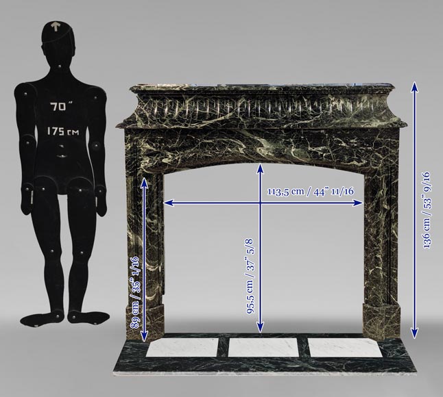 Louis XIV style mantel with acroterions in Vert de Mer marble Louis XIV style mantel with acroterions in Vert de Mer marble-11