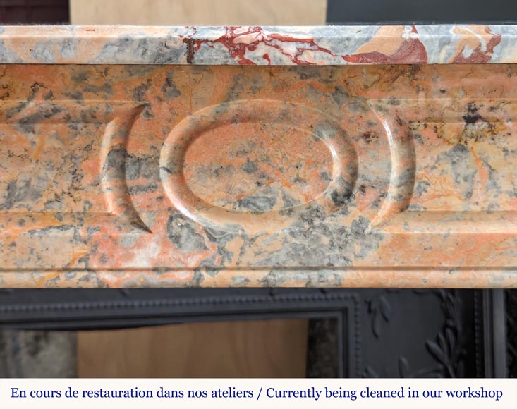 Louis XV style Pompadour mantel in Enjugerais marble-1