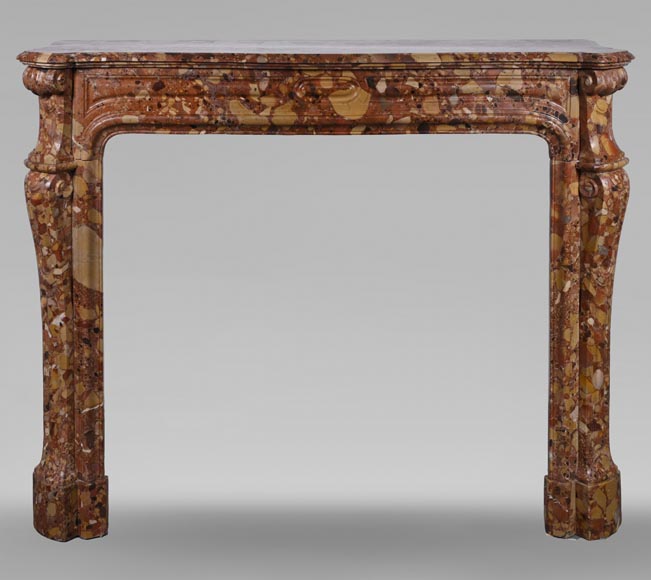 Louis XV style Pompadour curved mantel in Aleppo Breche-0