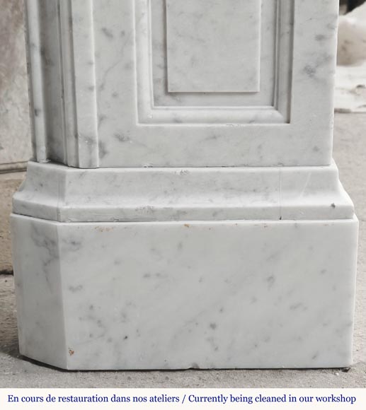  Napoleon III style fireplace in Carrara marble, decorated with a fruit frieze-10