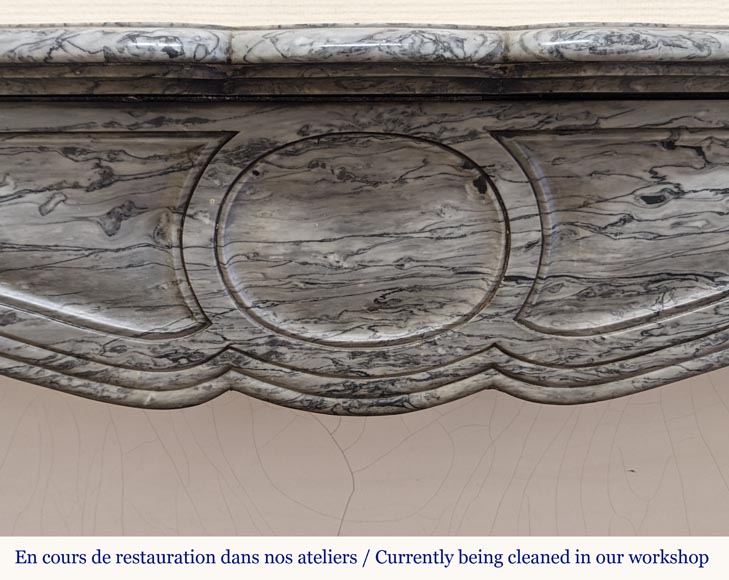 Louis XV style Pompadour mantel in Bleu Fleuri marble-1