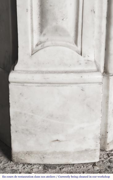 Louis XV style fireplace with three shells, in Carrara marble-5