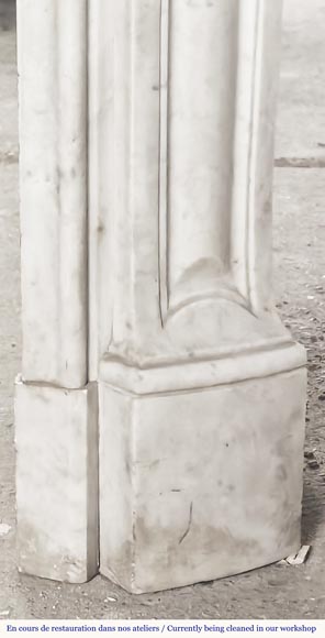 Louis XV style fireplace with three shells, in Carrara marble-8