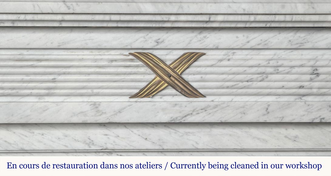  Louis XVI style fireplace in Carrara marble and bronze-1