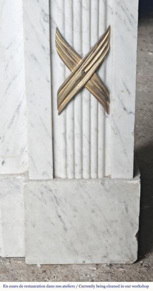  Louis XVI style fireplace in Carrara marble and bronze-8
