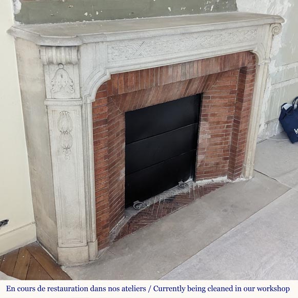 Napoleon III style stone mantel adorned with a holly frieze-2