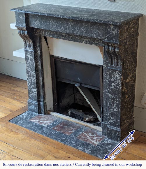 Napoleon III style mantel in Sainte Anne Gris marble-6