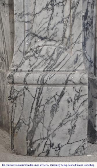  Louis XV style fireplace, Pompadour model, curved, in blue flowered marble-4