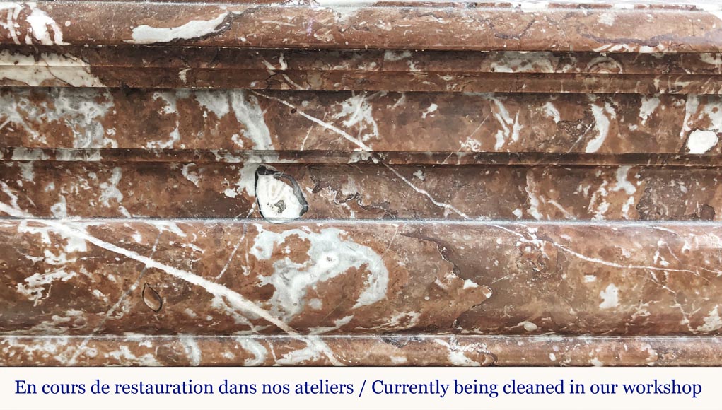 Louis XIV style fireplace in Rouge du Nord marble-1