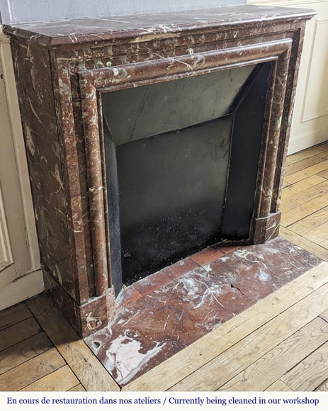 Louis XIV style fireplace in Rouge du Nord marble-2