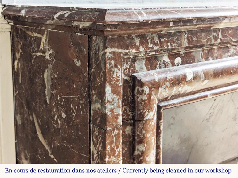 Louis XIV style fireplace in Rouge du Nord marble-3