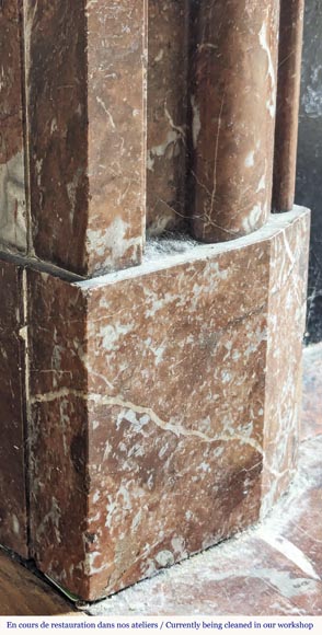 Louis XIV style fireplace in Rouge du Nord marble-4