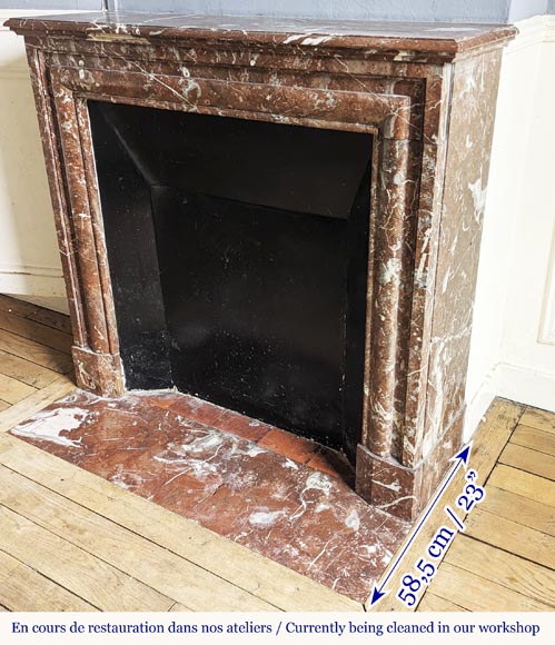 Louis XIV style fireplace in Rouge du Nord marble-5