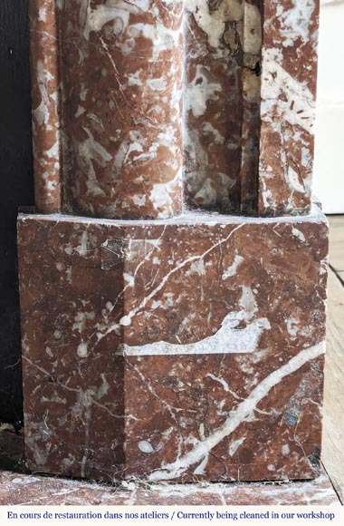 Louis XIV style fireplace in Rouge du Nord marble-7